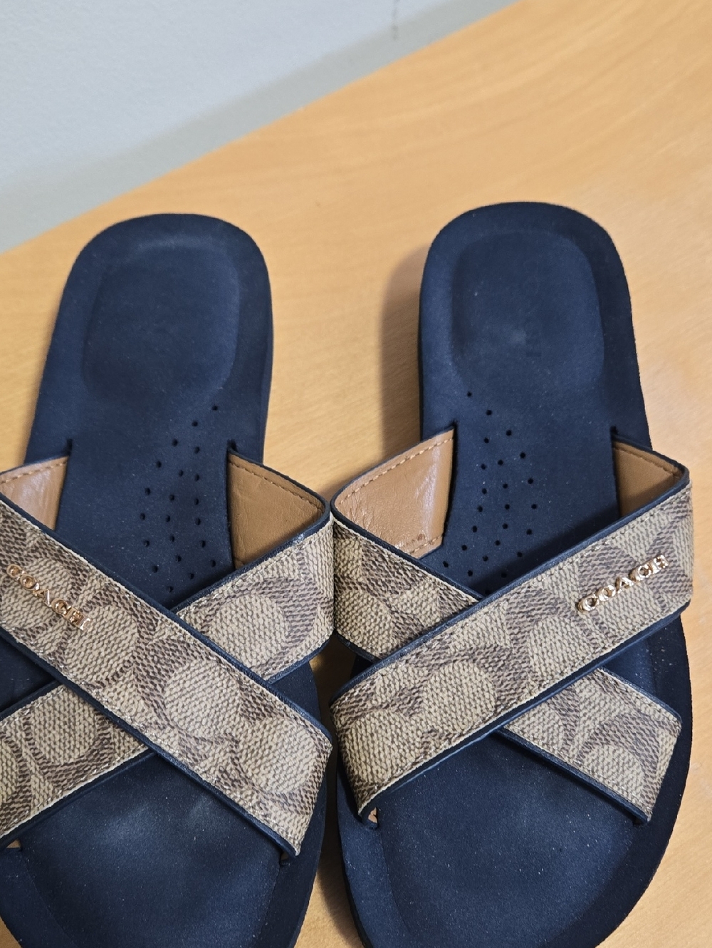 Coach Janine Sandals Slides In Classic Brown